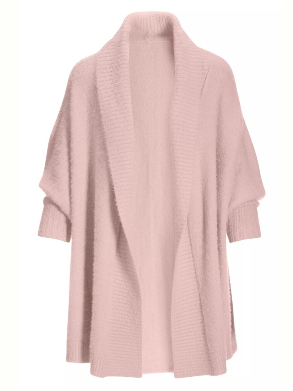 Boston Proper Eyelash Knit Open Front Cardigan Cream M/L Cozy Soft Duster